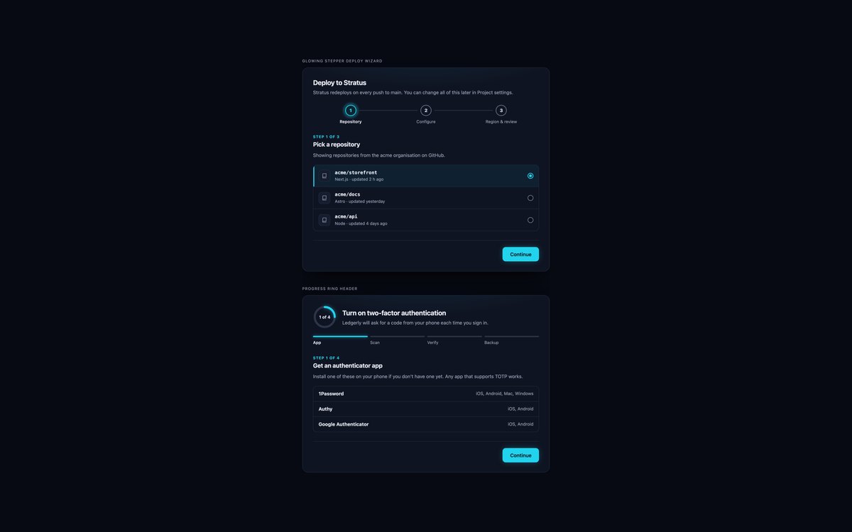 Dark Form Wizards — free form wizard snippet in CSS, Bootstrap and Tailwind by uiCookies