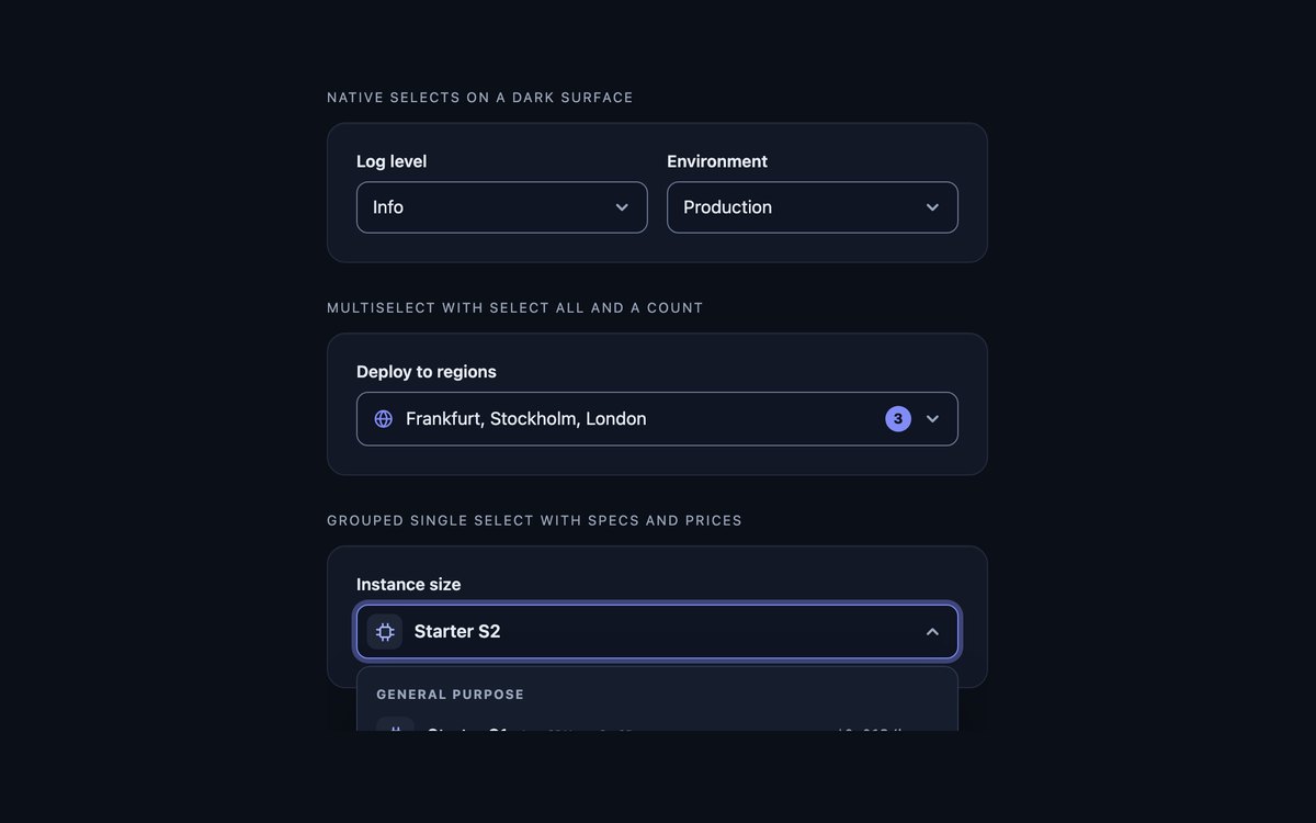 Dark Multiselect Dropdowns — free select snippet in CSS, Bootstrap and Tailwind by uiCookies
