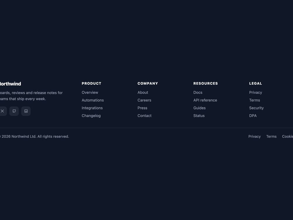 Footer Sitemap Navigation — live demo