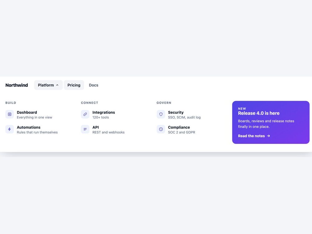 Full-Width Mega Menu — live demo