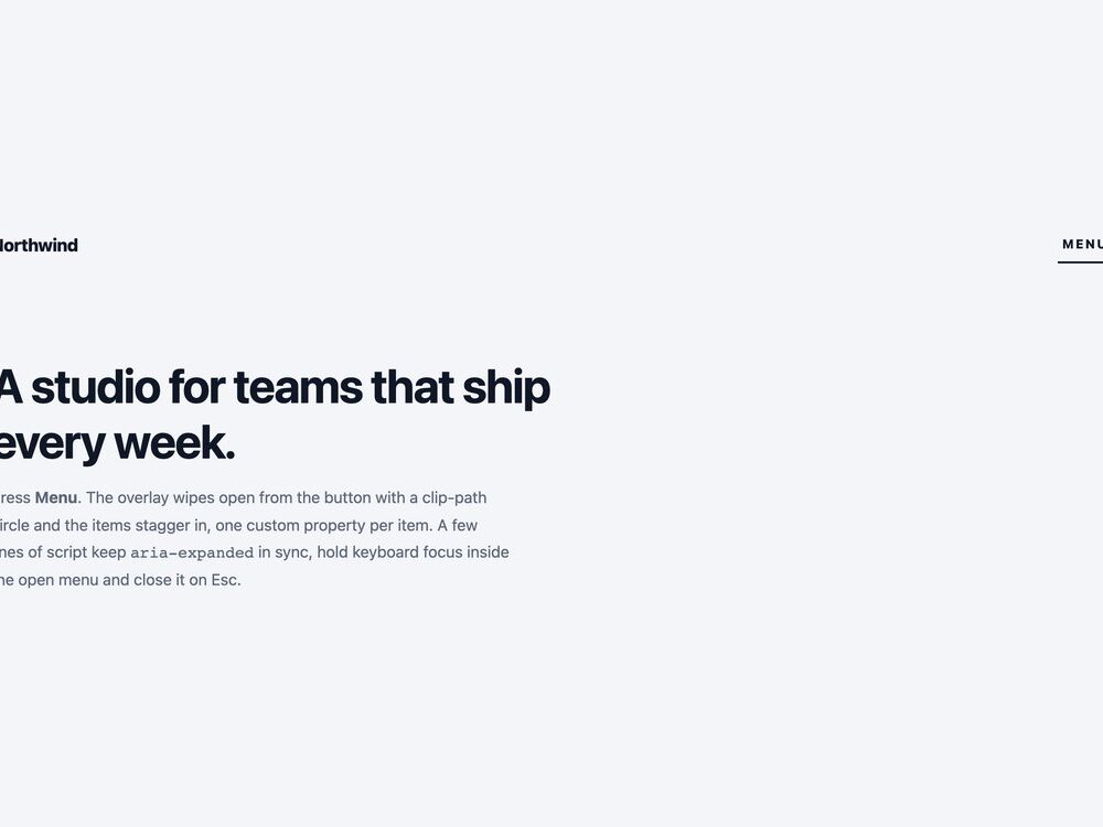 Fullscreen Overlay Menu — live demo