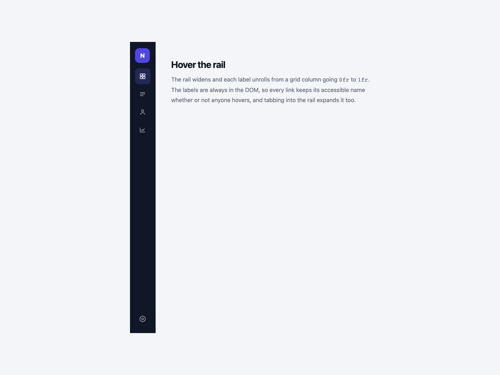 Hover-Expanding Icon Rail — live demo