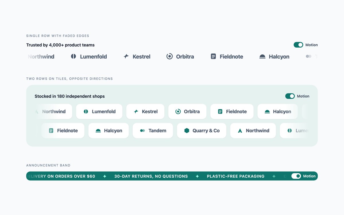 Logo Marquees — free carousel snippet in CSS, Bootstrap and Tailwind by uiCookies