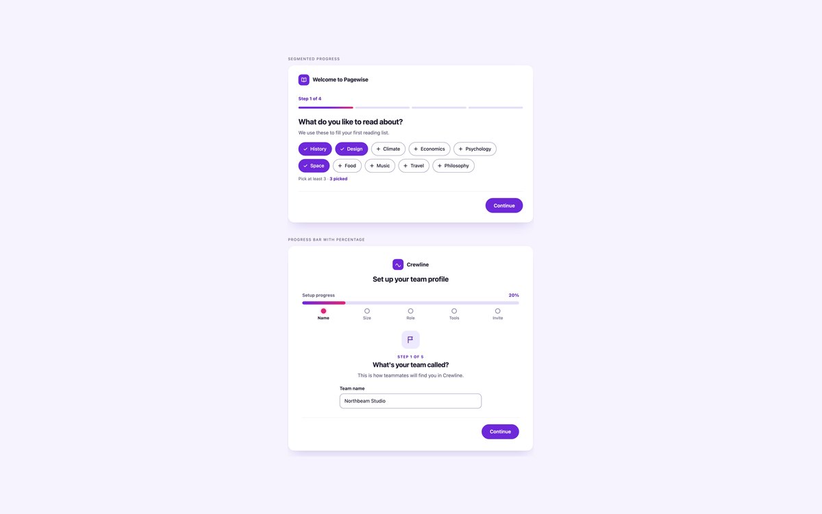 Onboarding Wizards — free form wizard snippet in CSS, Bootstrap and Tailwind by uiCookies