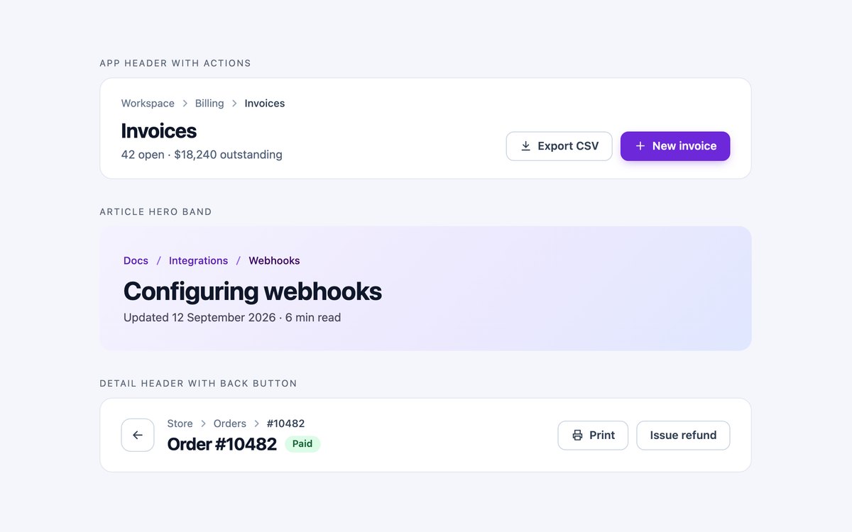 Page Header Breadcrumbs — free breadcrumb snippet in CSS, Bootstrap and Tailwind by uiCookies