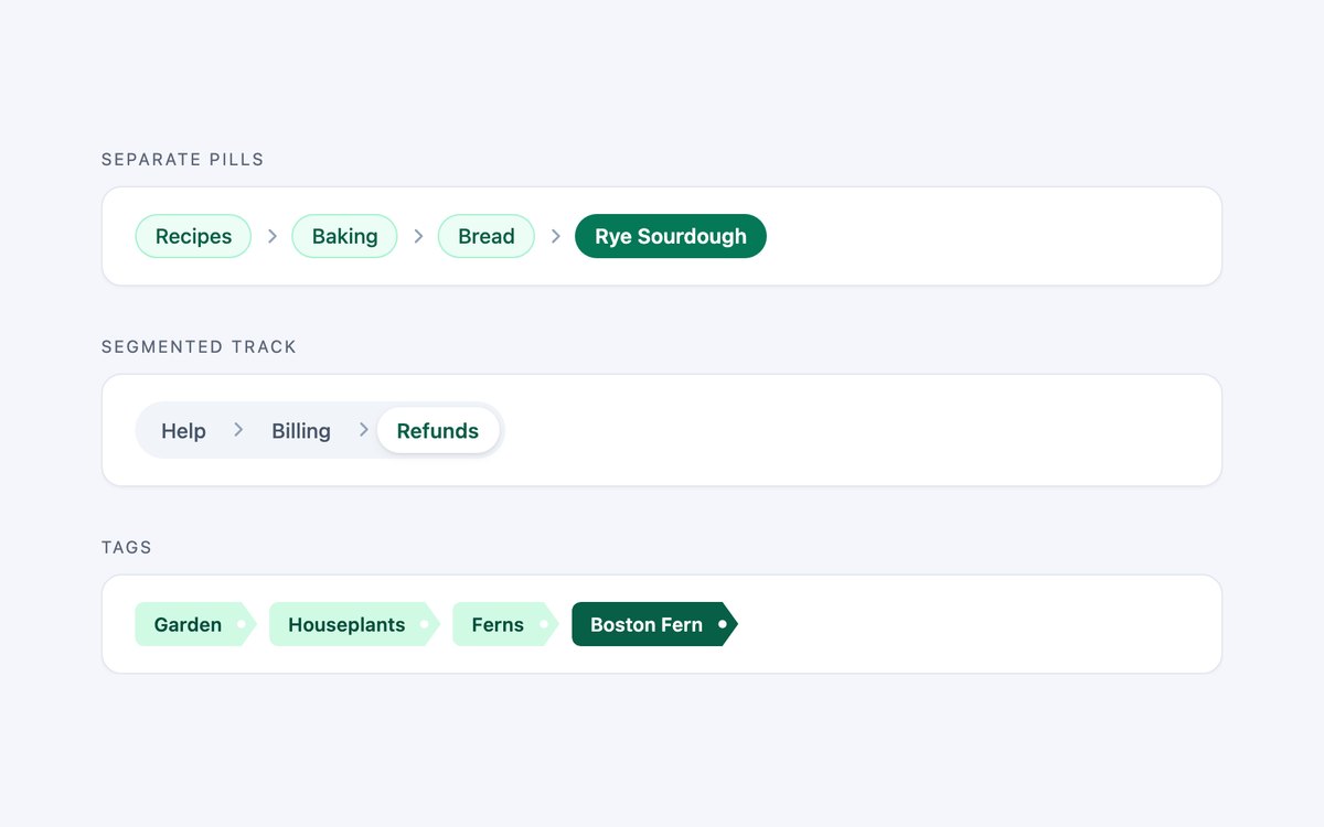 Pill and Tag Breadcrumbs — free breadcrumb snippet in CSS, Bootstrap and Tailwind by uiCookies