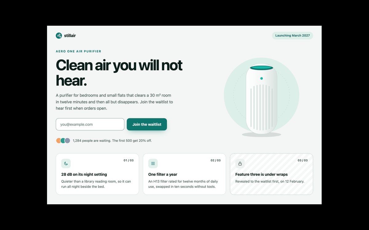 Product Launch Page — free coming soon page snippet in CSS, Bootstrap and Tailwind by uiCookies