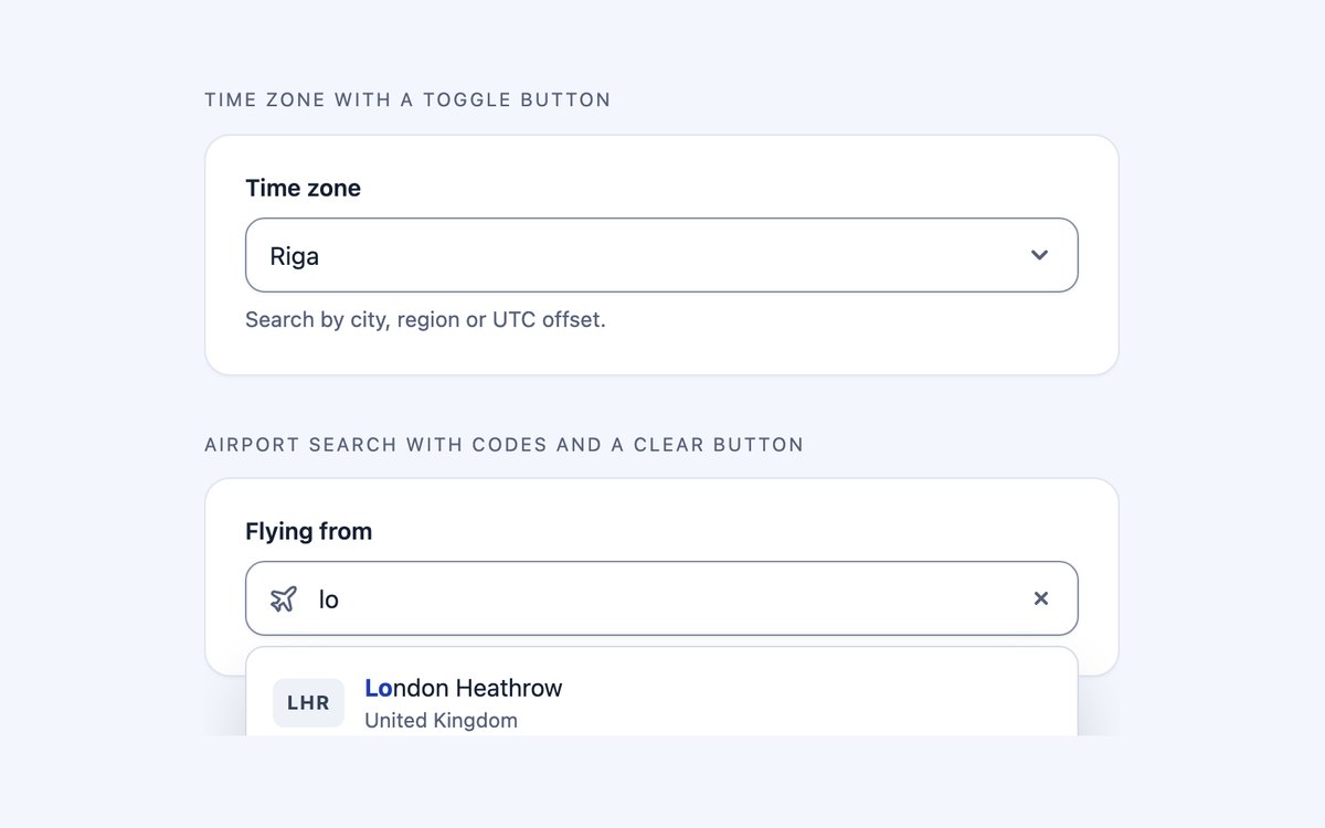 Searchable Select Comboboxes — free select snippet in CSS, Bootstrap and Tailwind by uiCookies
