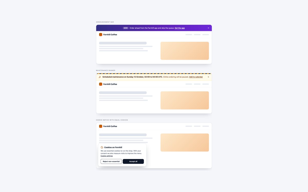 Site-wide Banners — free alert snippet in CSS, Bootstrap and Tailwind by uiCookies