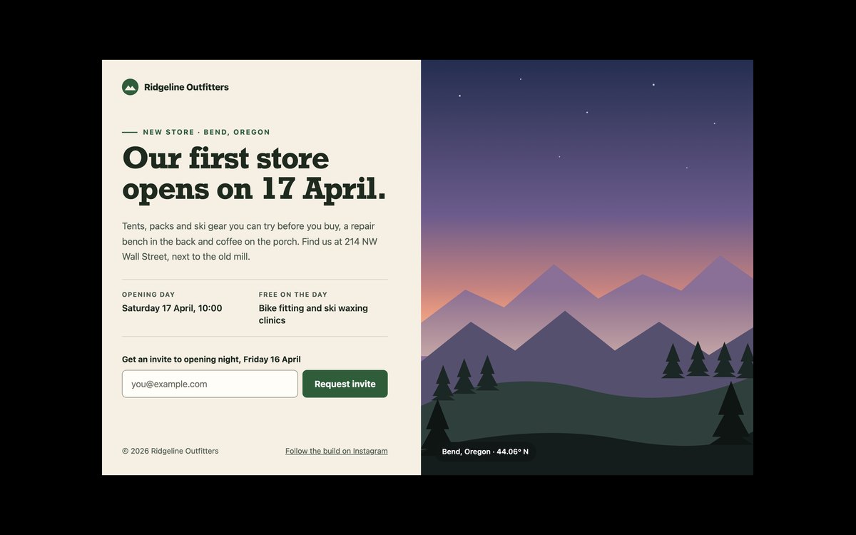 Split Coming Soon Page — free coming soon page snippet in CSS, Bootstrap and Tailwind by uiCookies