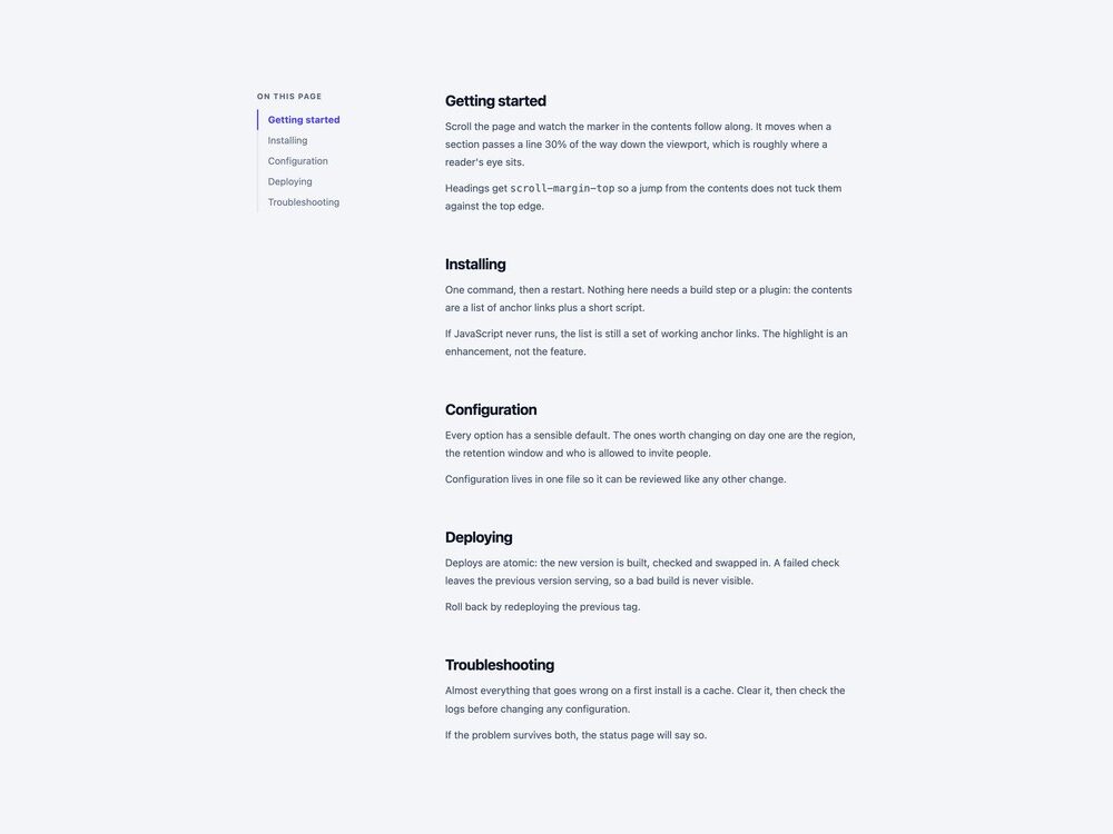 Sticky Table of Contents — live demo