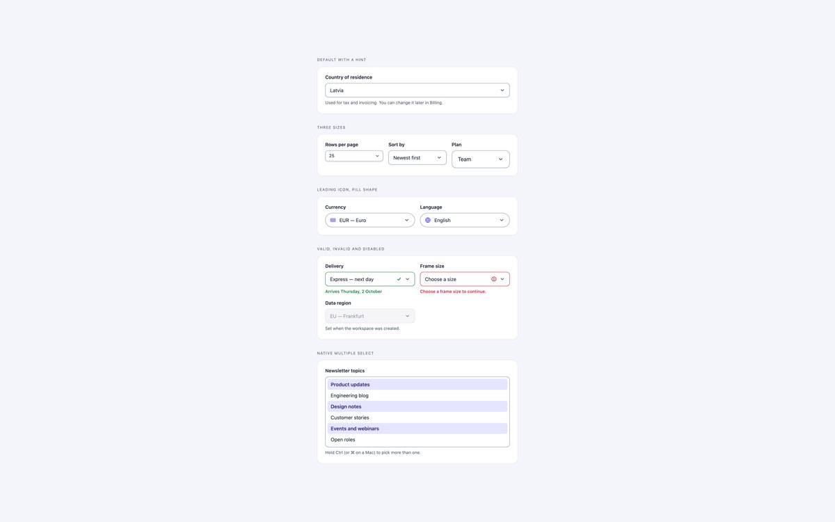 Styled Native Selects — free select snippet in CSS, Bootstrap and Tailwind by uiCookies