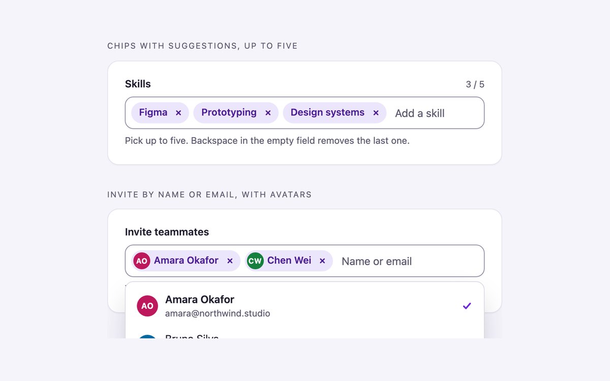 Tag Multiselect Inputs — free select snippet in CSS, Bootstrap and Tailwind by uiCookies