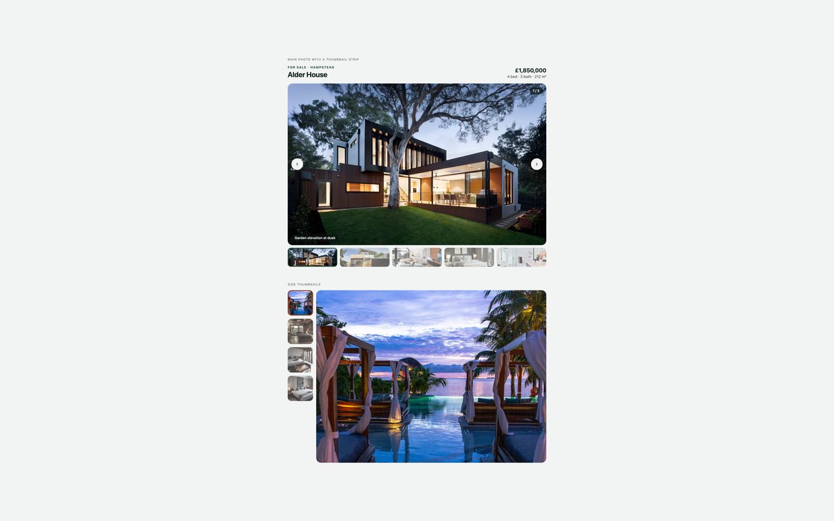 Thumbnail Gallery Carousels — free carousel snippet in CSS, Bootstrap and Tailwind by uiCookies
