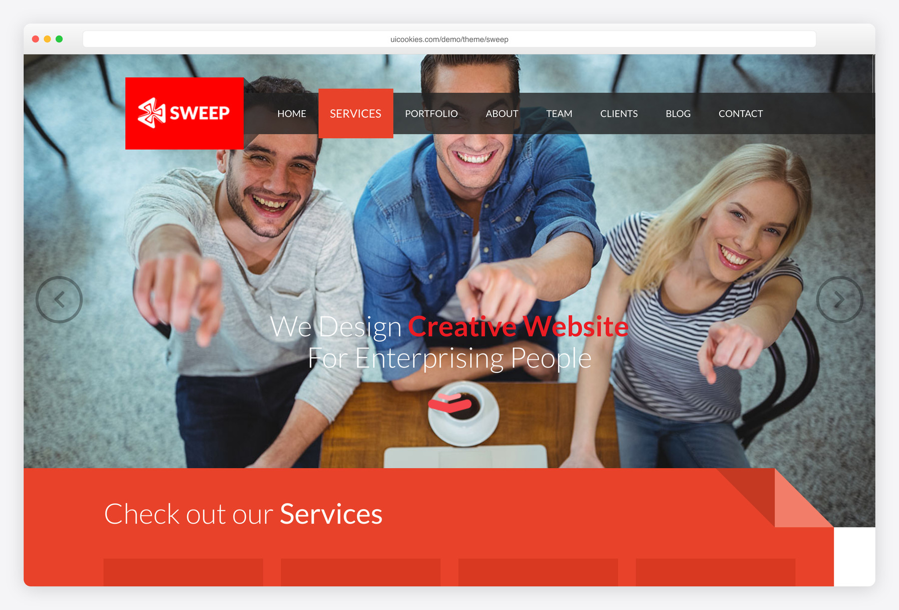 Sweep — free business & multi-purpose website template by uiCookies