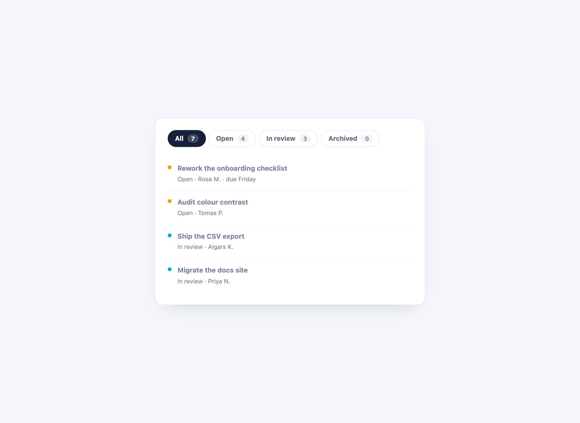 Filter Tabs with Counts — free CSS tab template by uiCookies