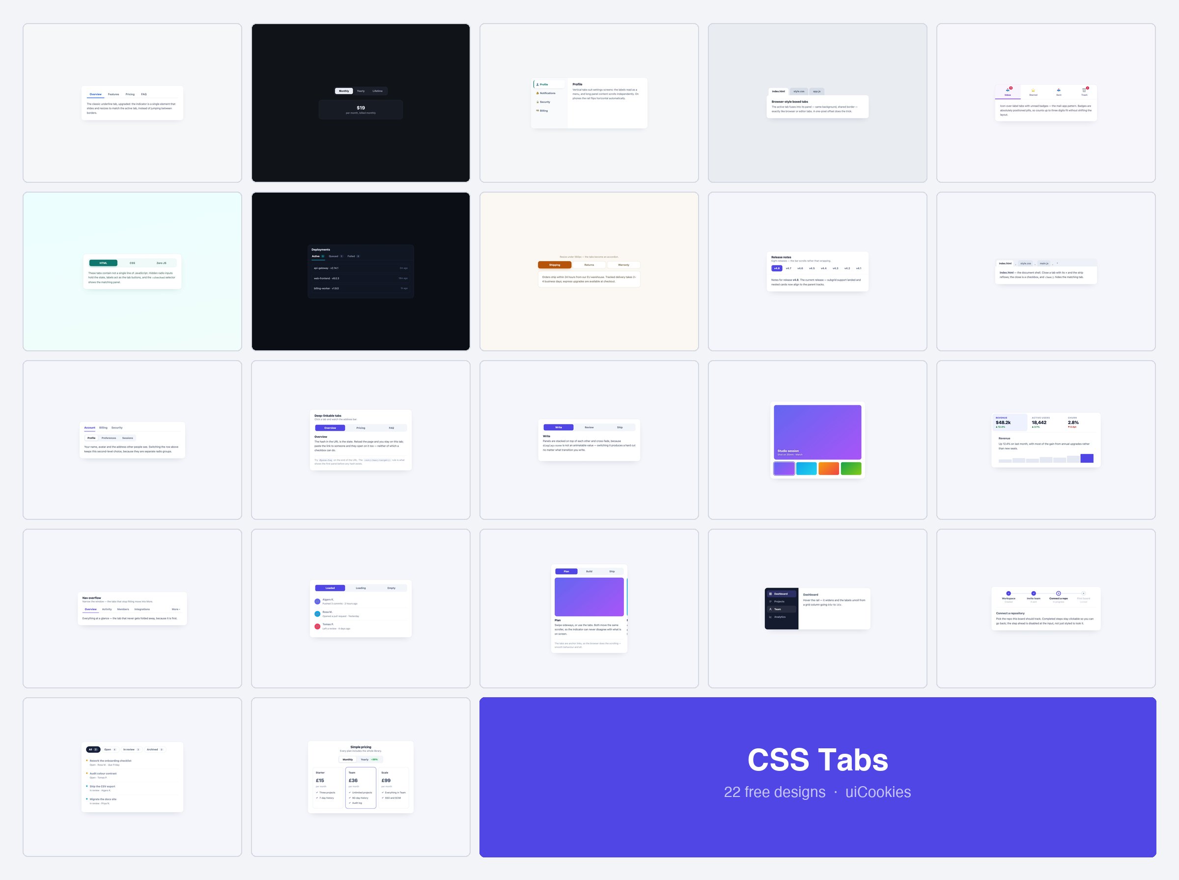 22 free CSS tab templates by uiCookies