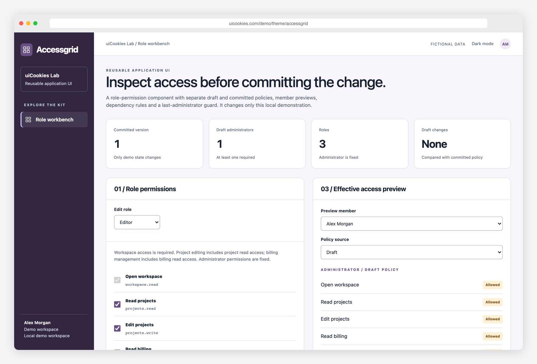 Accessgrid — Free Role Permission UI Workbench preview