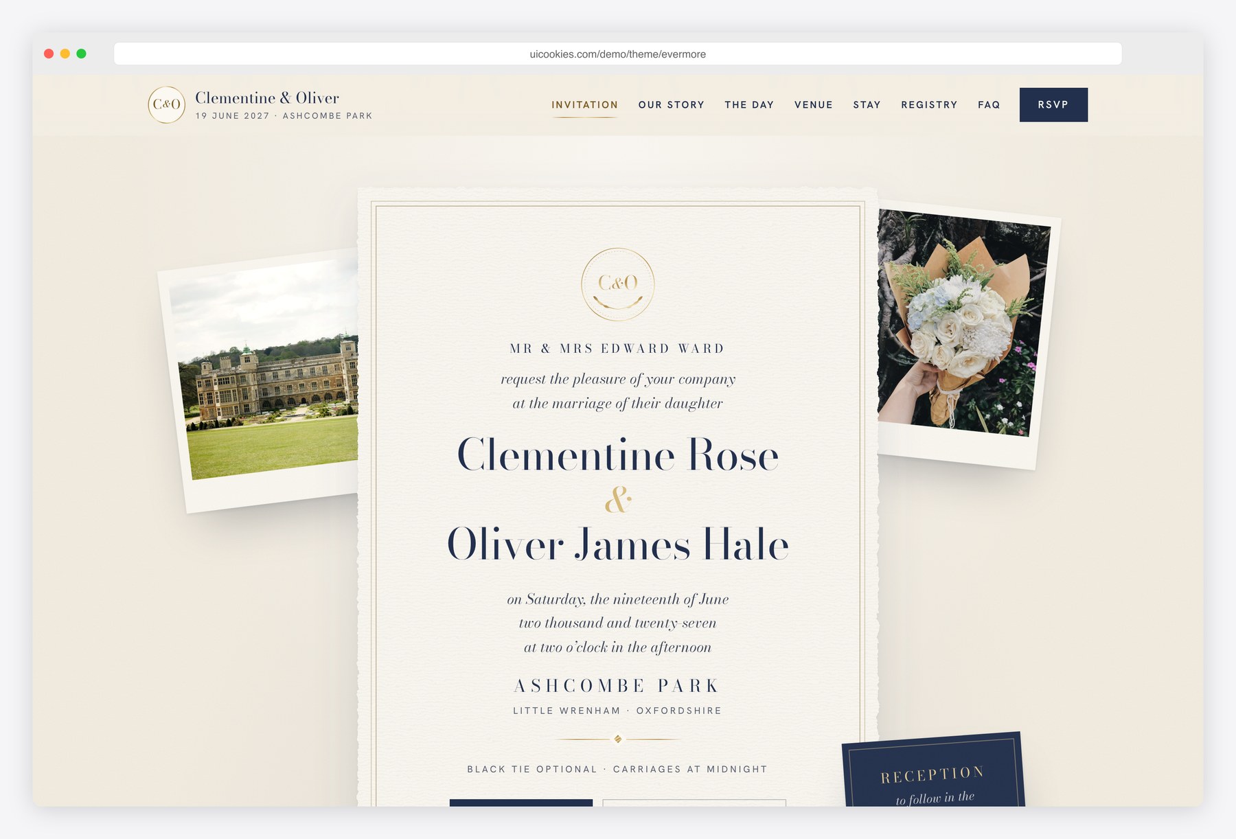 Evermore — Free Wedding Invitation Website Template preview