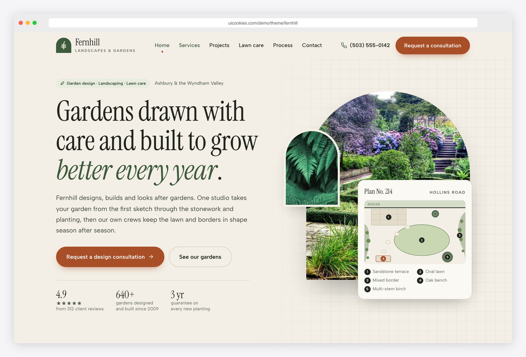 Fernhill — Free Landscaping Website Template preview