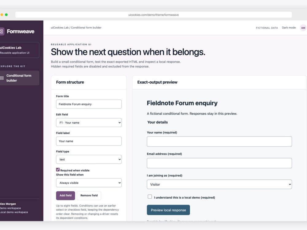 Formweave — Free Conditional Form Builder UI Kit preview
