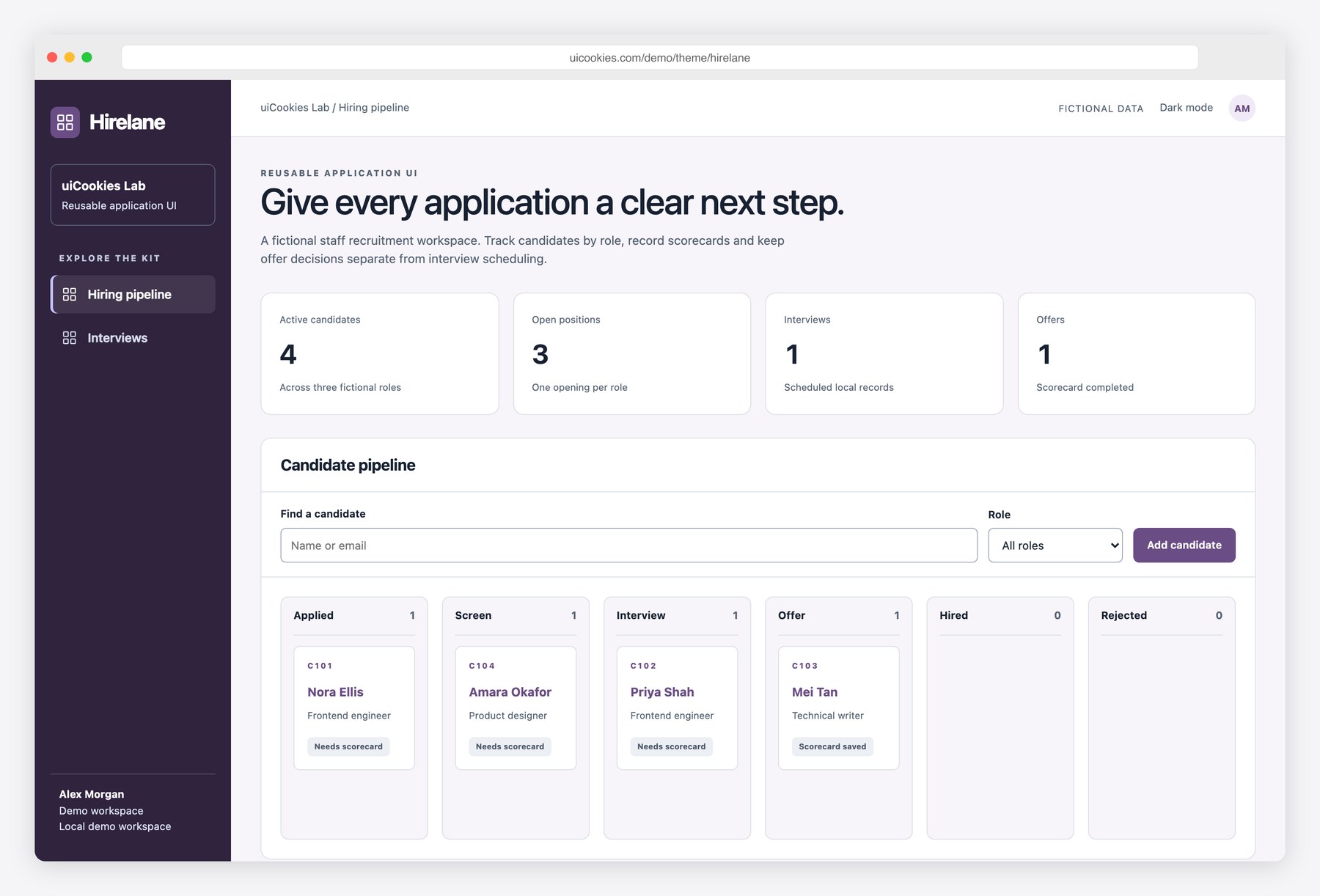 Hirelane — Free Recruitment Dashboard Template preview