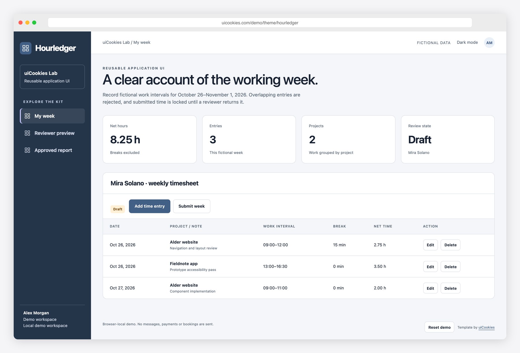 Hourledger — Free Timesheet Approval Dashboard Template preview