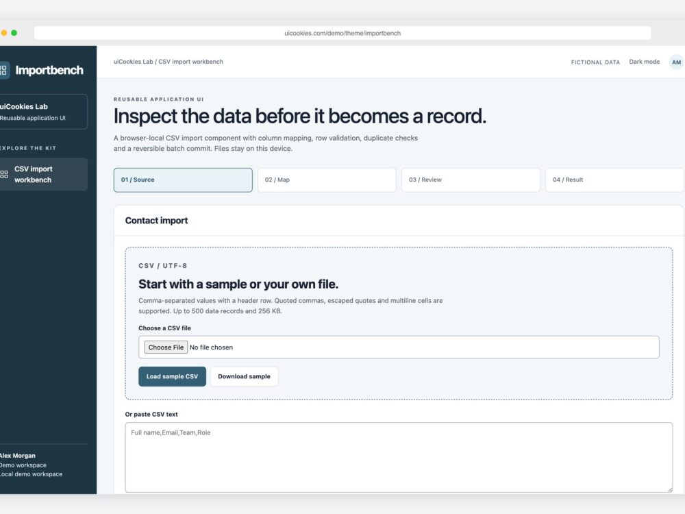 Importbench — Free CSV Import Workflow UI Kit preview