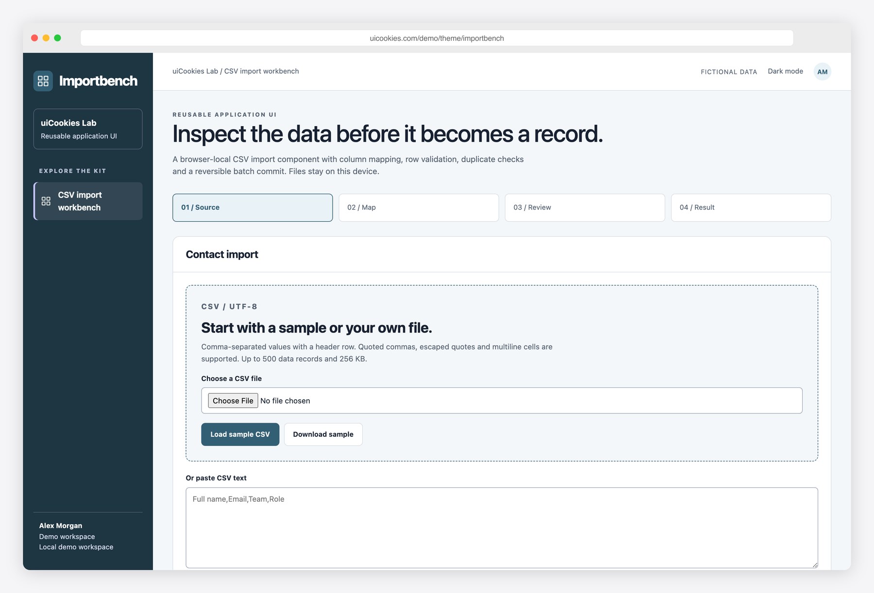 Importbench — Free CSV Import Workflow UI Kit preview