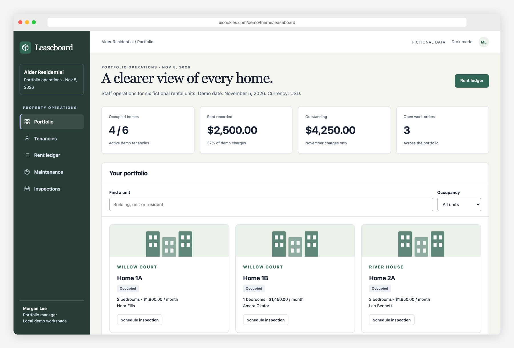 Leaseboard — Free Property Management Dashboard Template preview