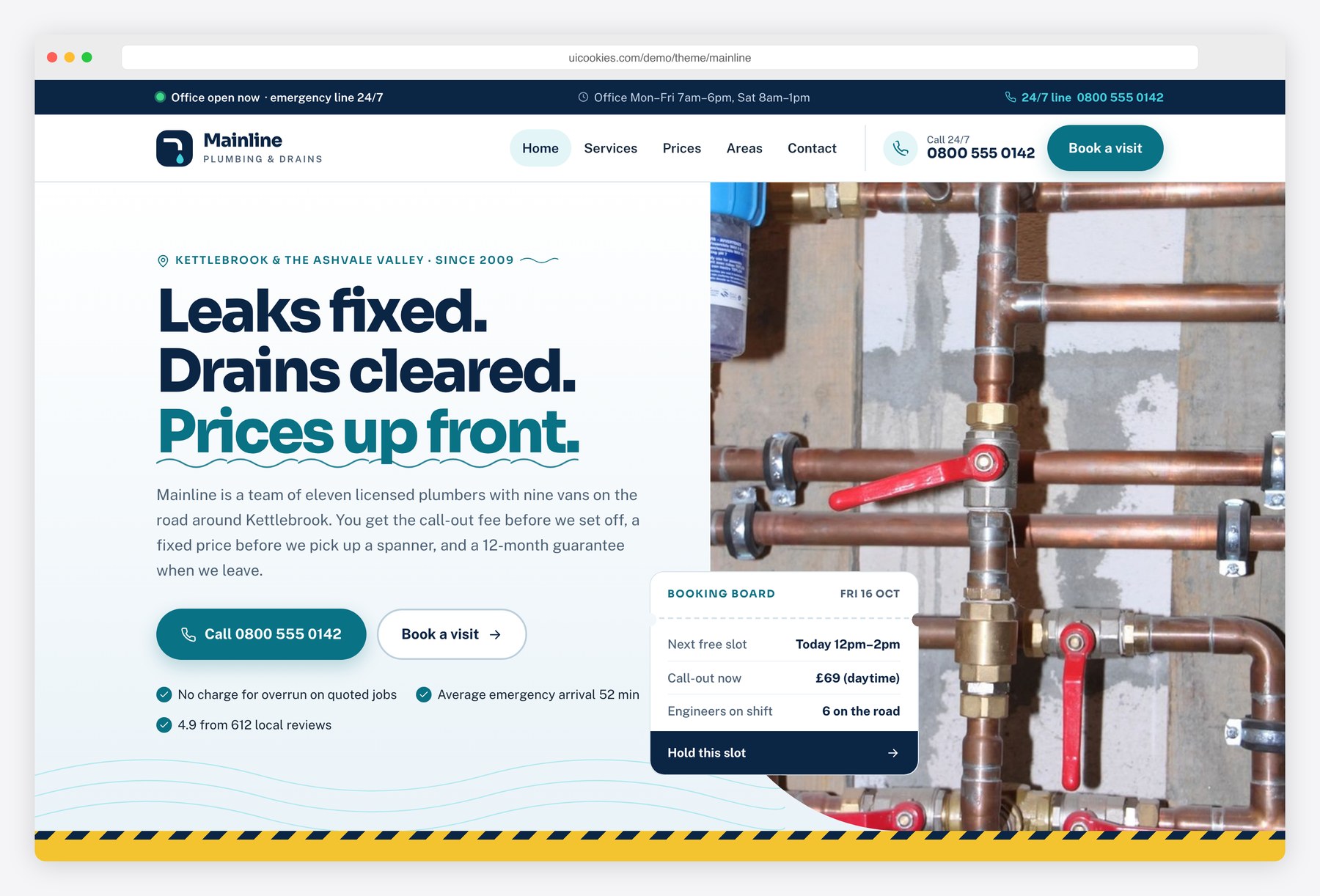 Mainline — Free Plumbing Website Template preview