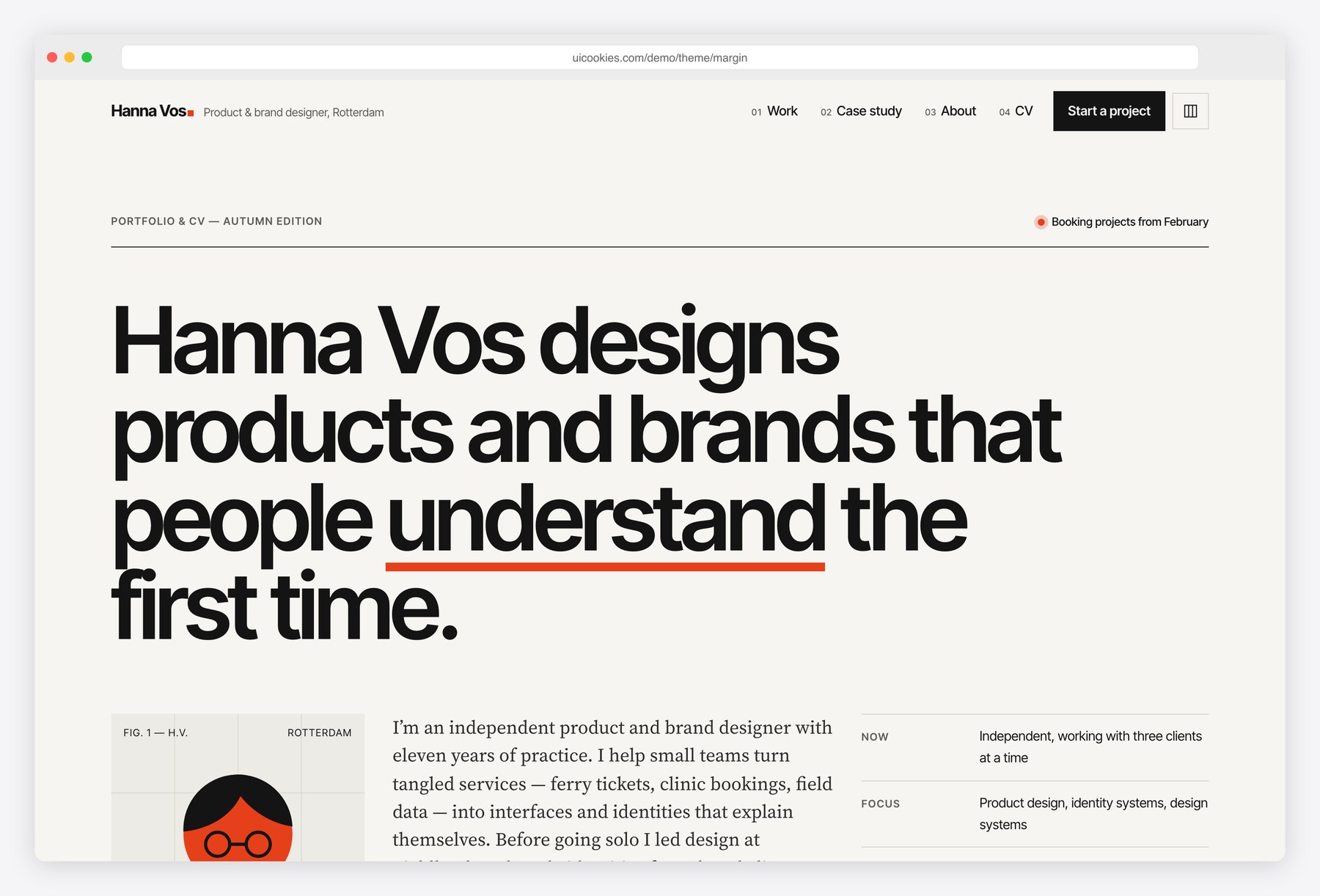 Margin — Free Designer CV Website Template preview