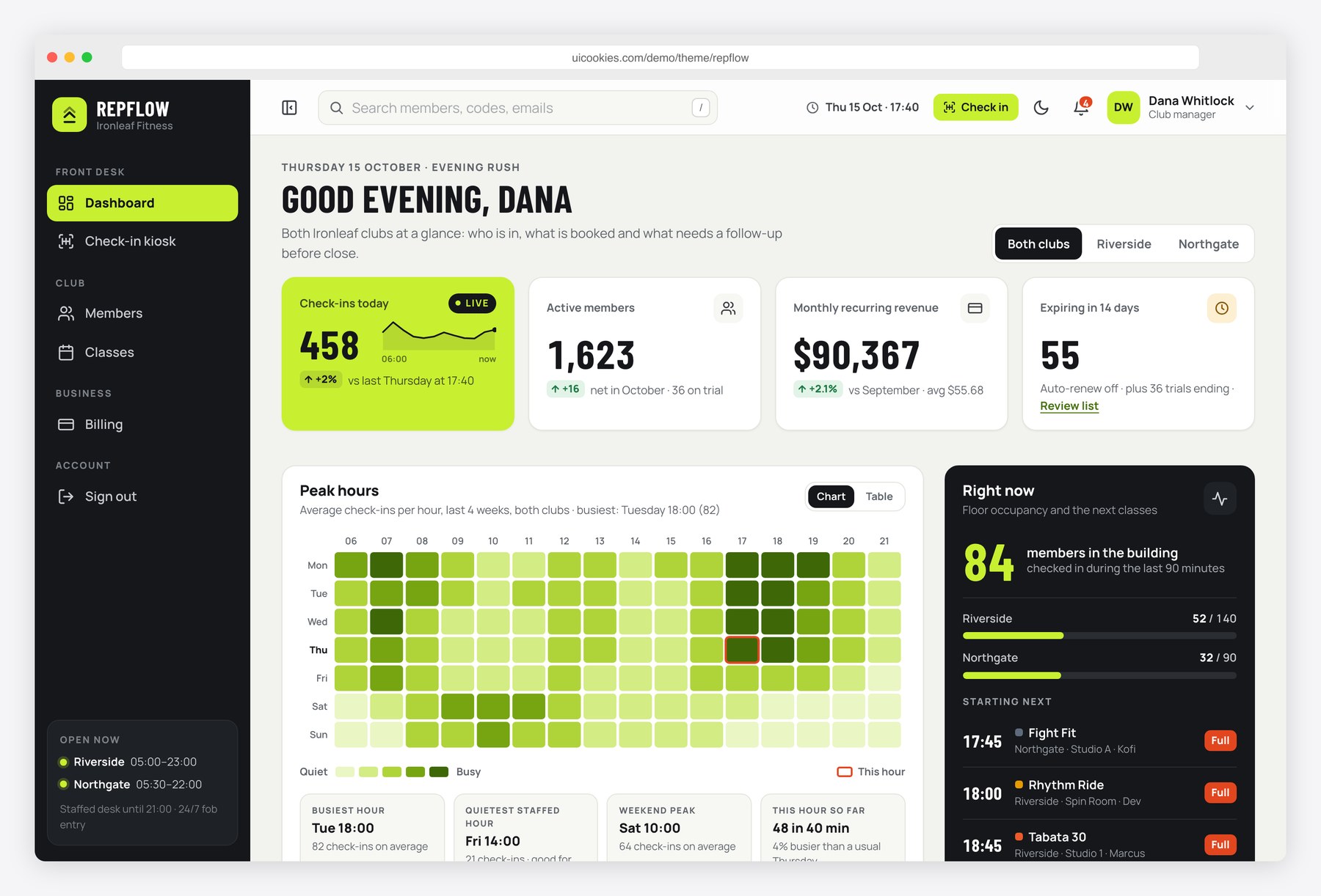 Repflow — Free Gym Management System Template preview
