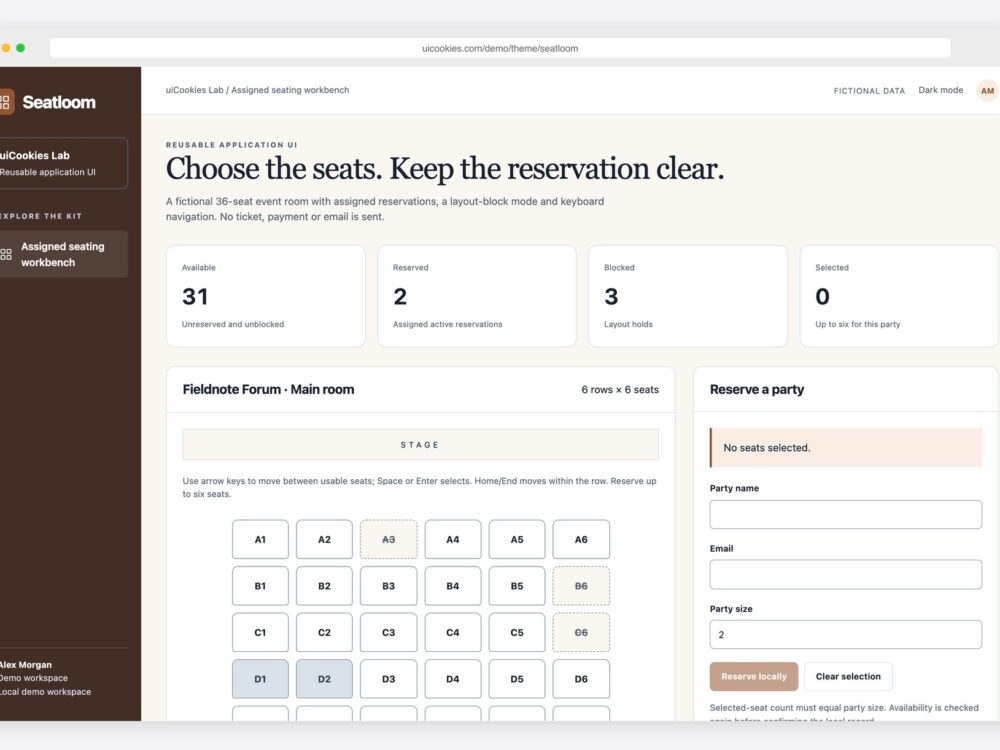 Seatloom — Free Assigned Seating UI Kit preview
