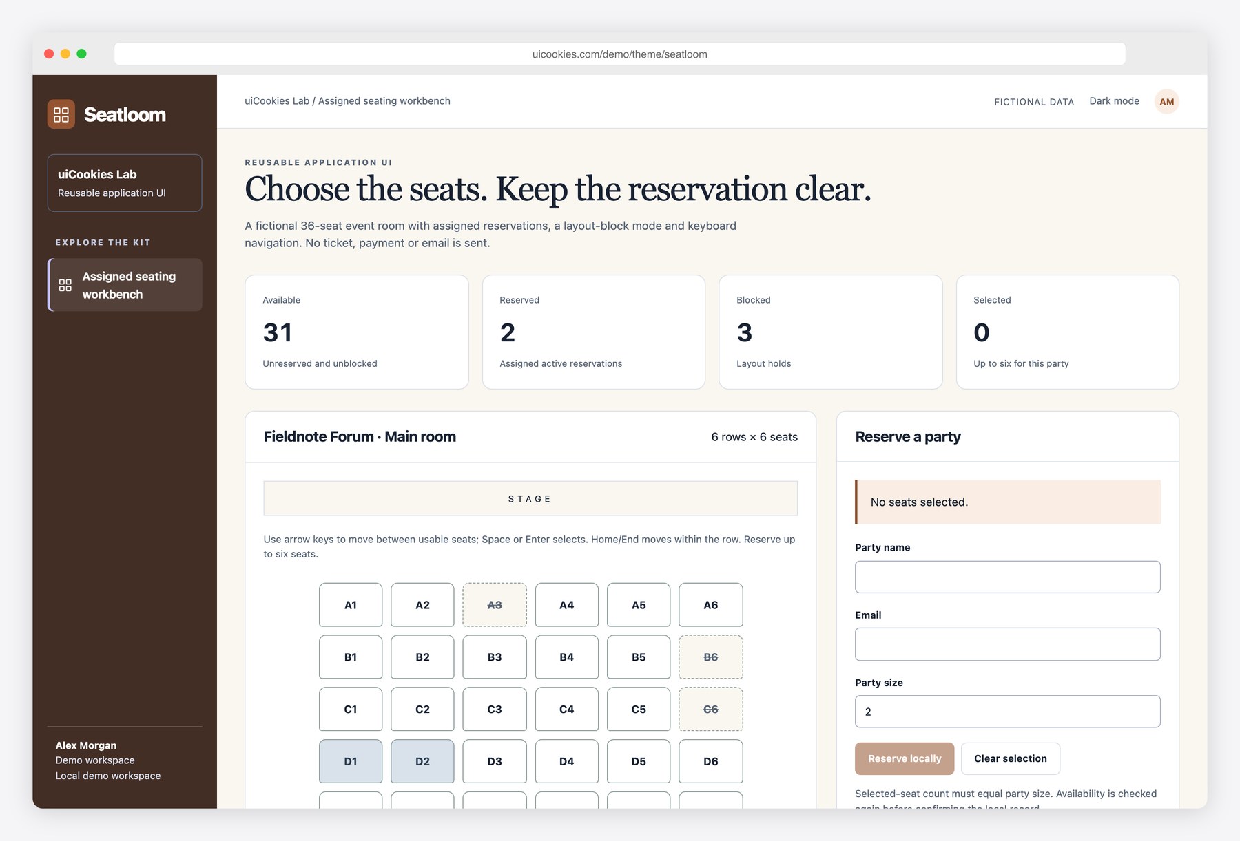 Seatloom — Free Assigned Seating UI Kit preview