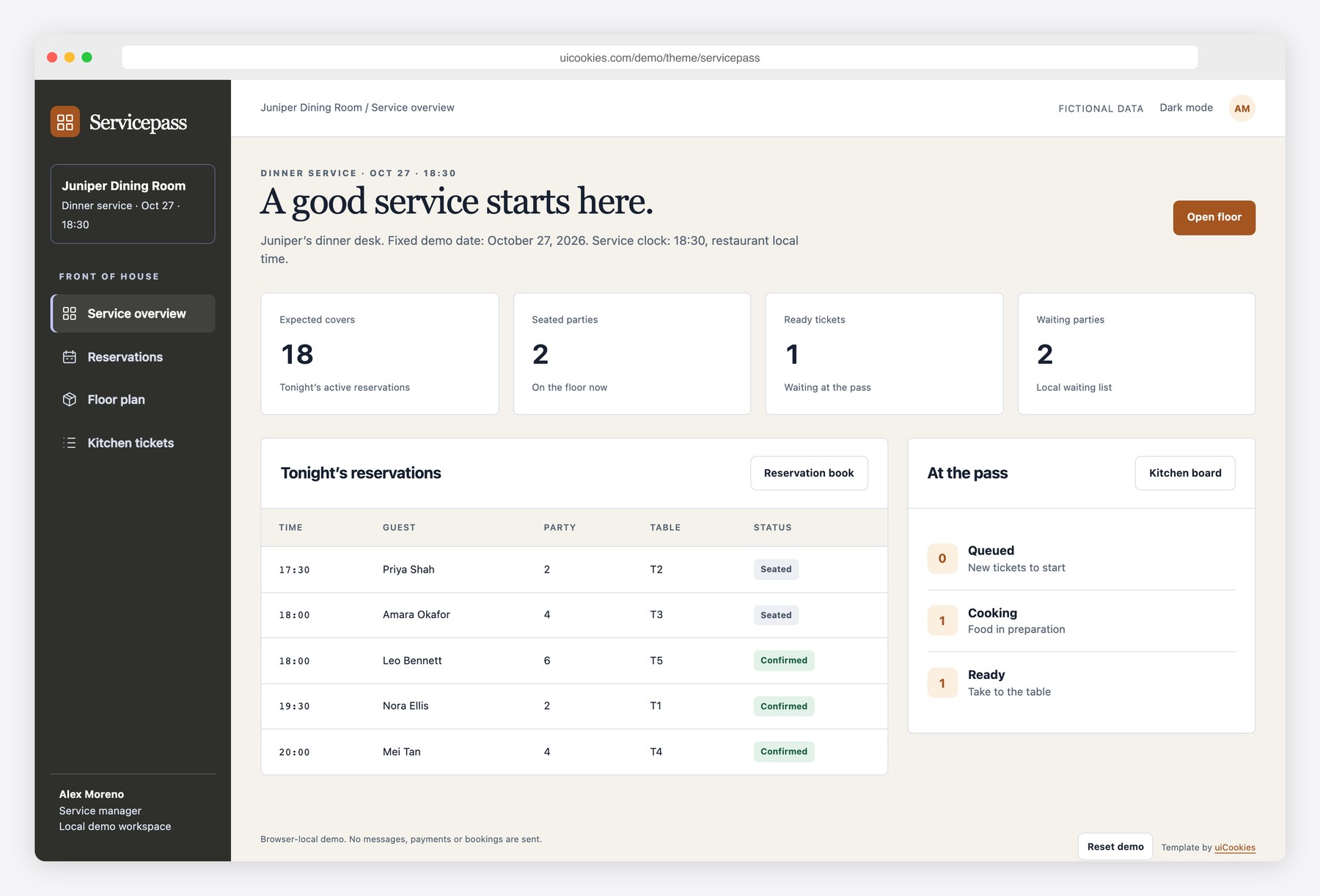 Servicepass — Free Restaurant Operations Template preview