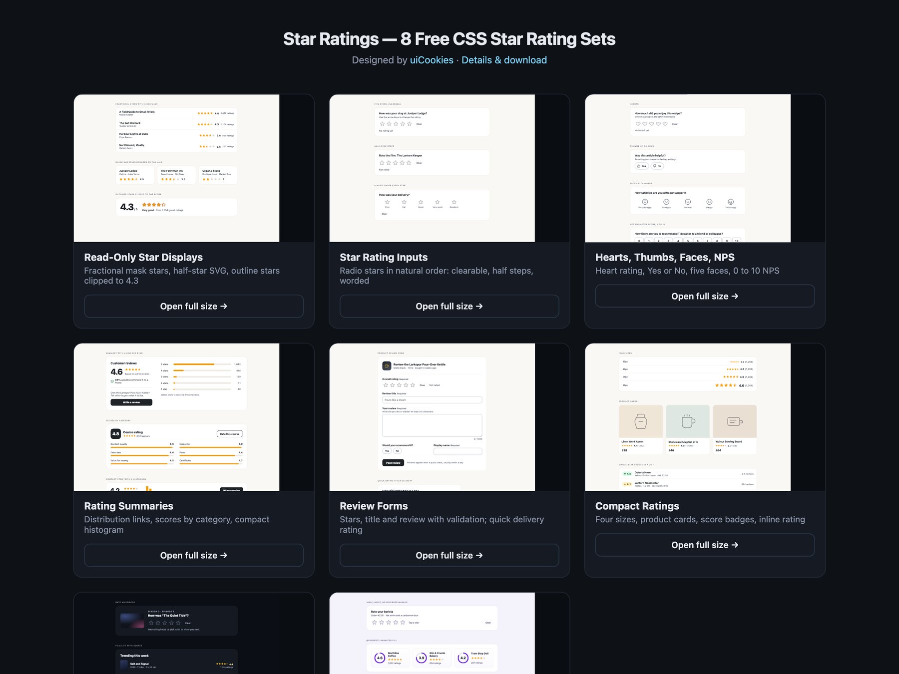 Star Ratings — free UI pack by uiCookies