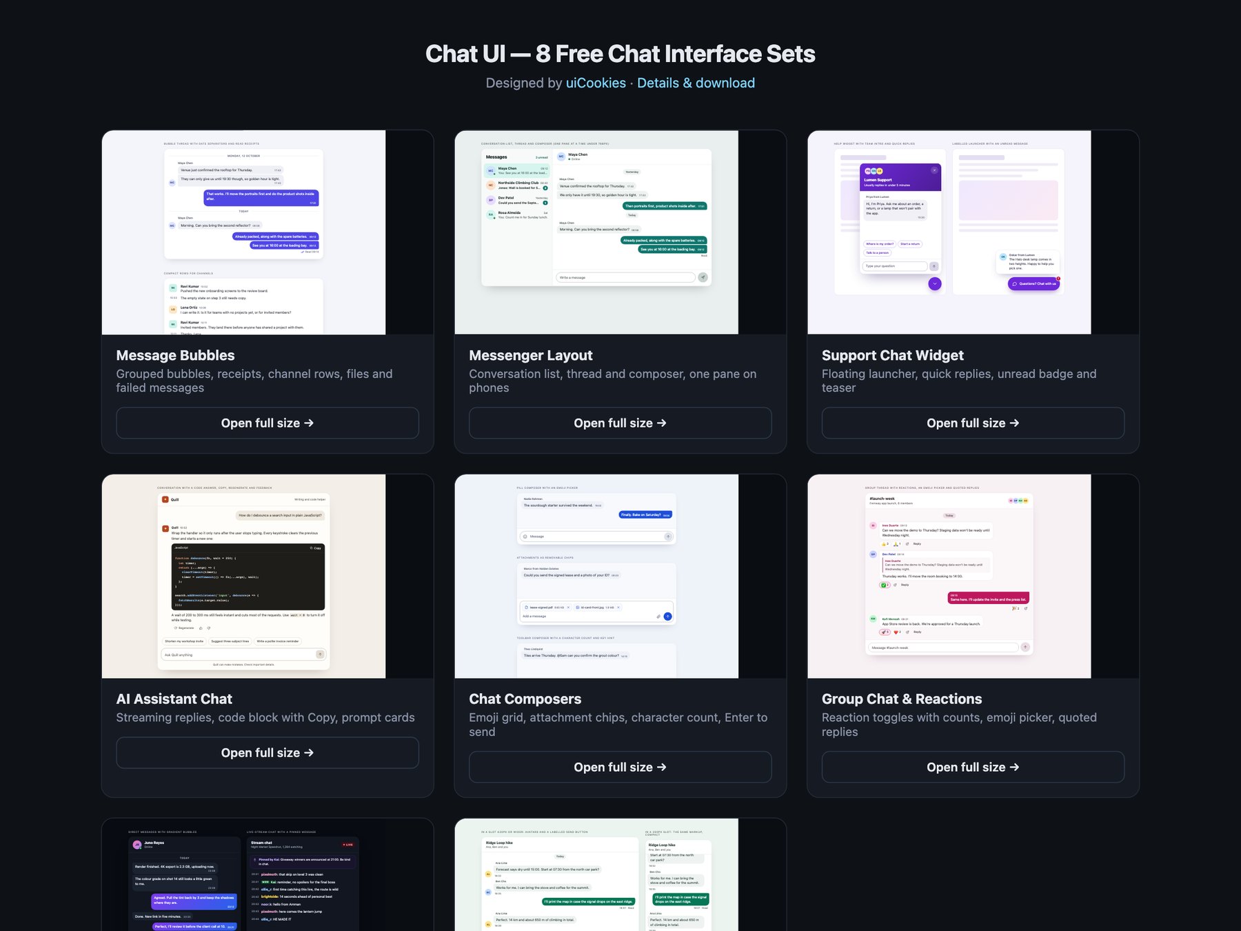 Chat UI — free UI pack by uiCookies