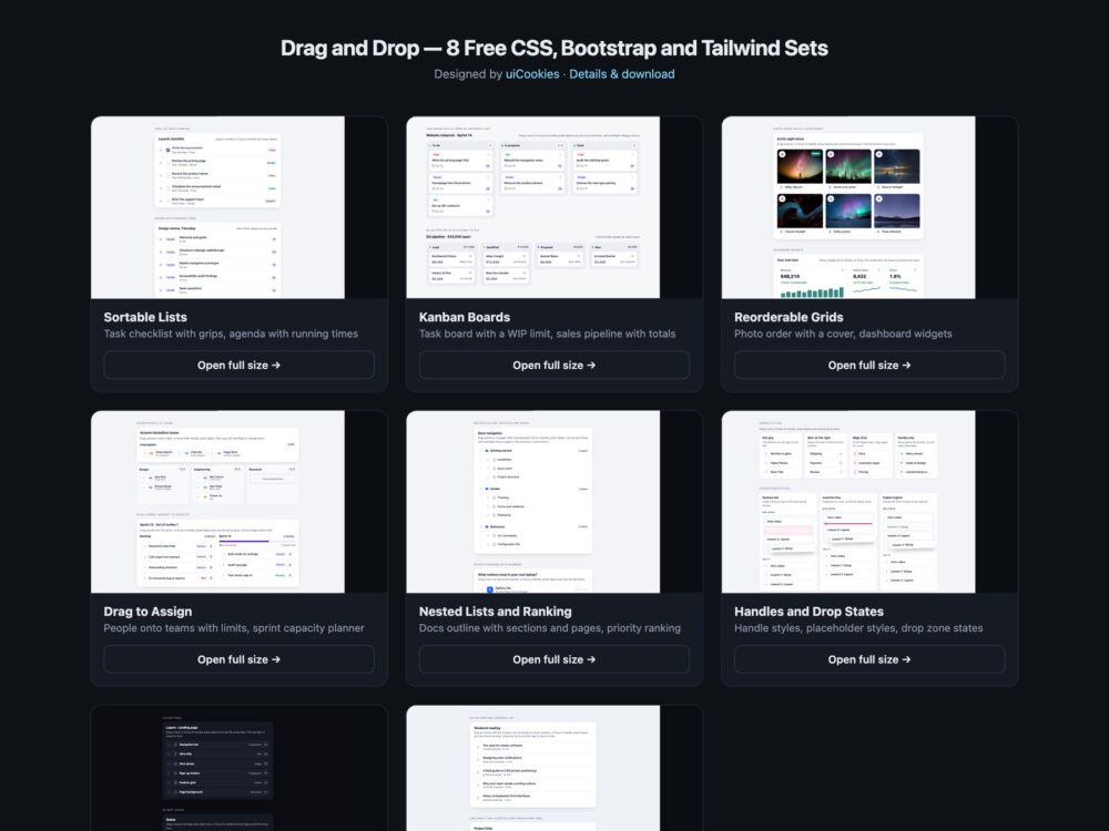 Drag and Drop — free UI pack by uiCookies
