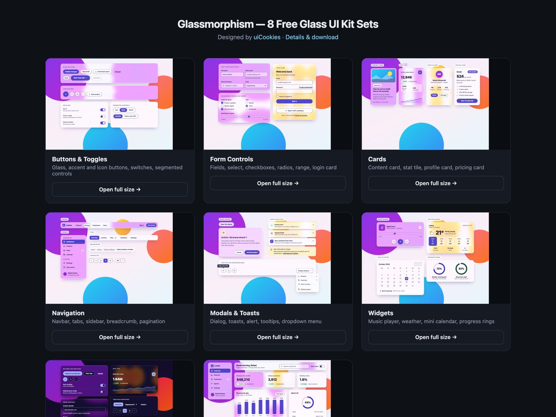 Glassmorphism — free UI pack by uiCookies
