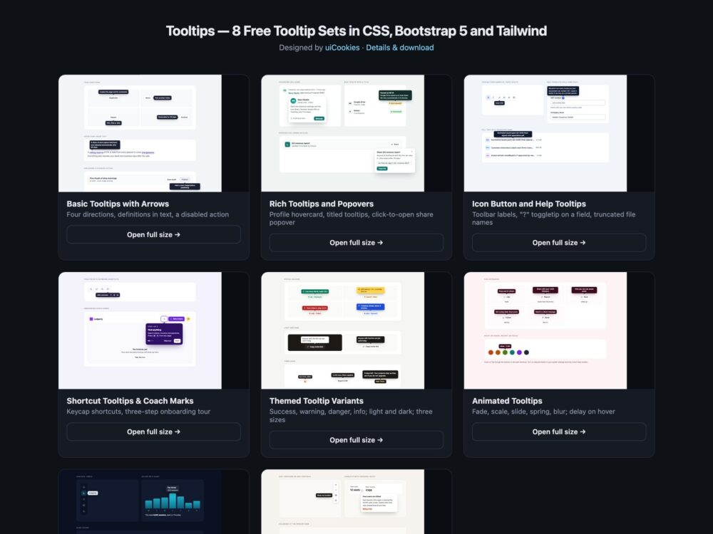 Tooltips — free UI pack by uiCookies