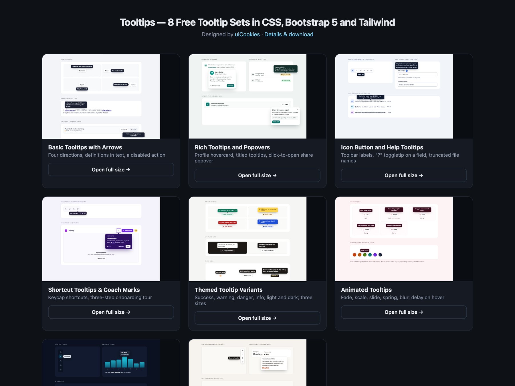 Tooltips — free UI pack by uiCookies