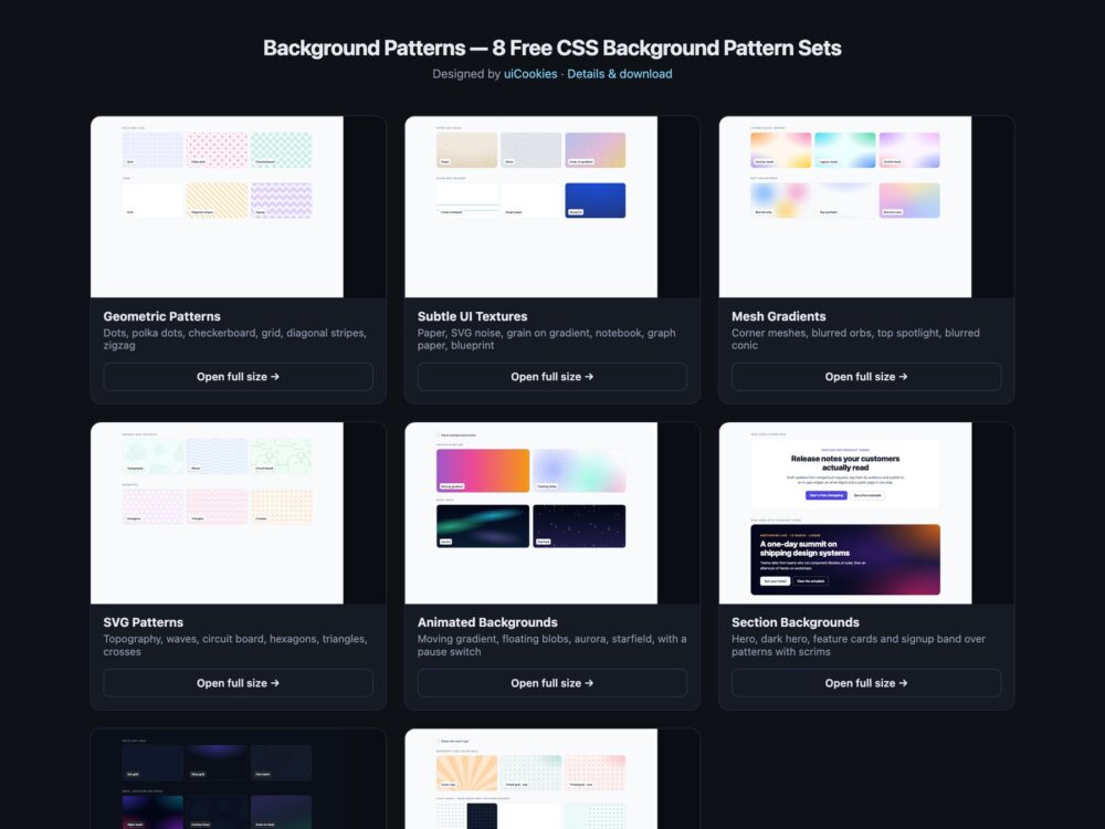 Background Patterns — free UI pack by uiCookies