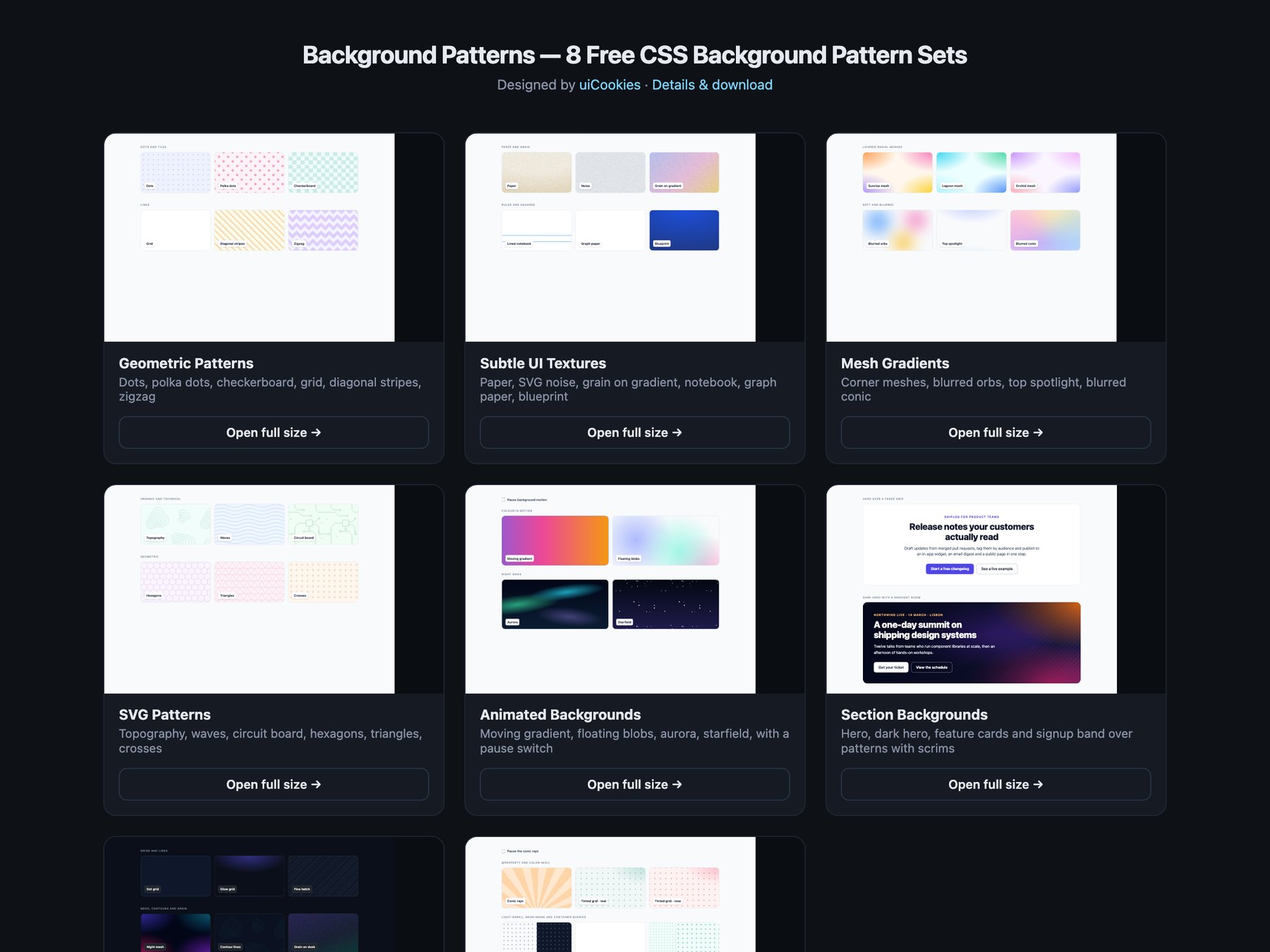 Background Patterns — free UI pack by uiCookies
