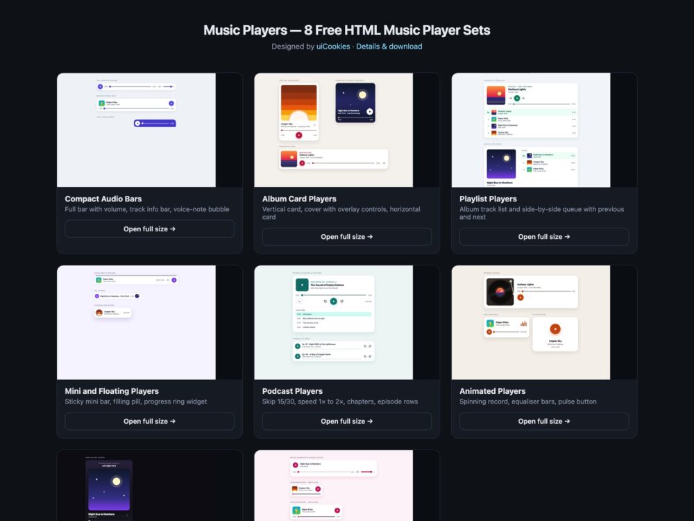 Music Players — free UI pack by uiCookies