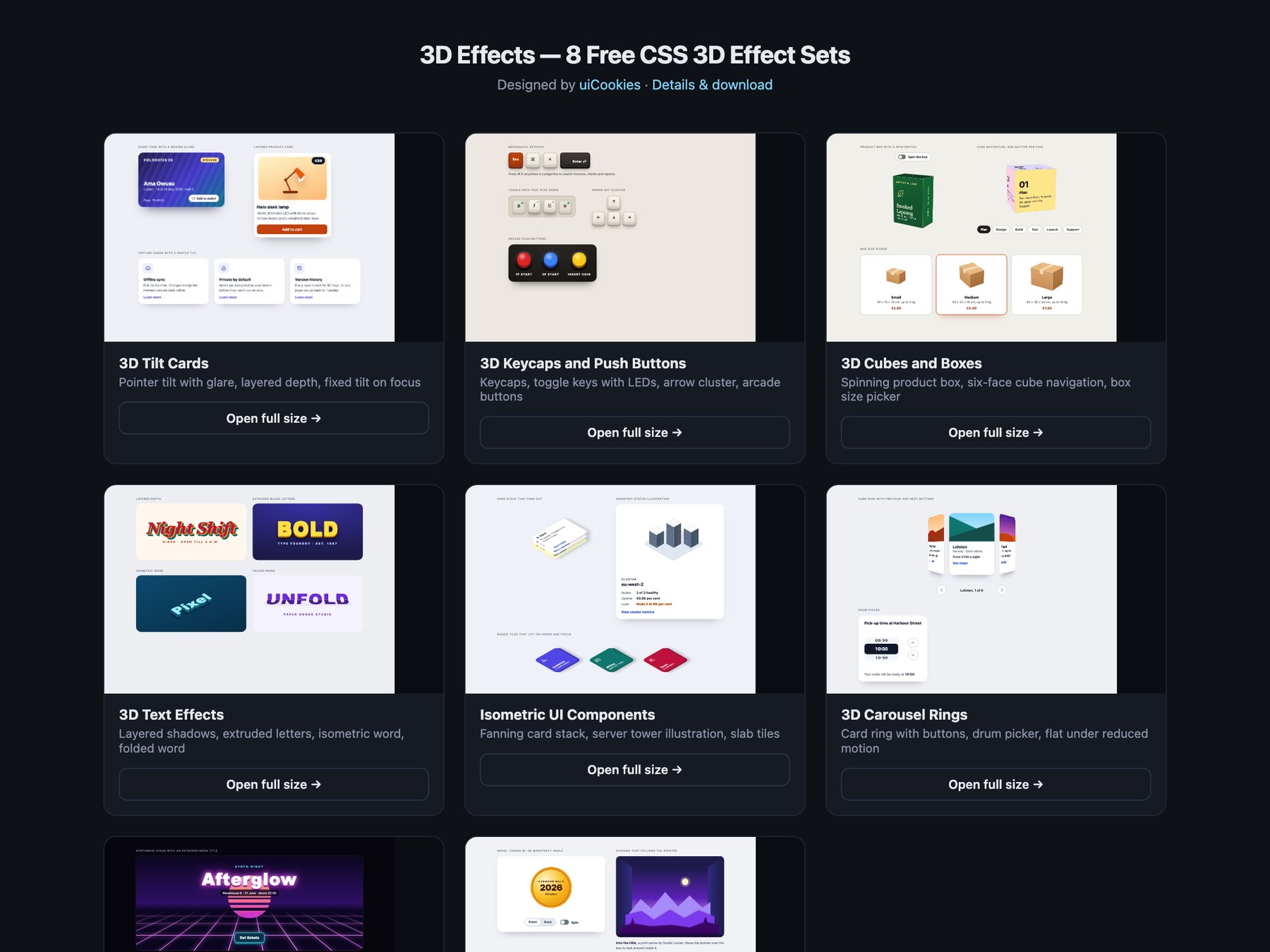 3D Effects — free UI pack by uiCookies