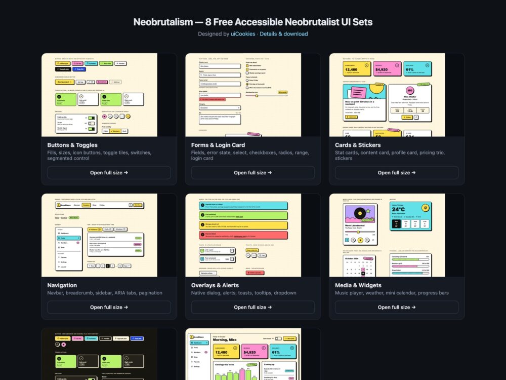 Neobrutalism — free UI pack by uiCookies
