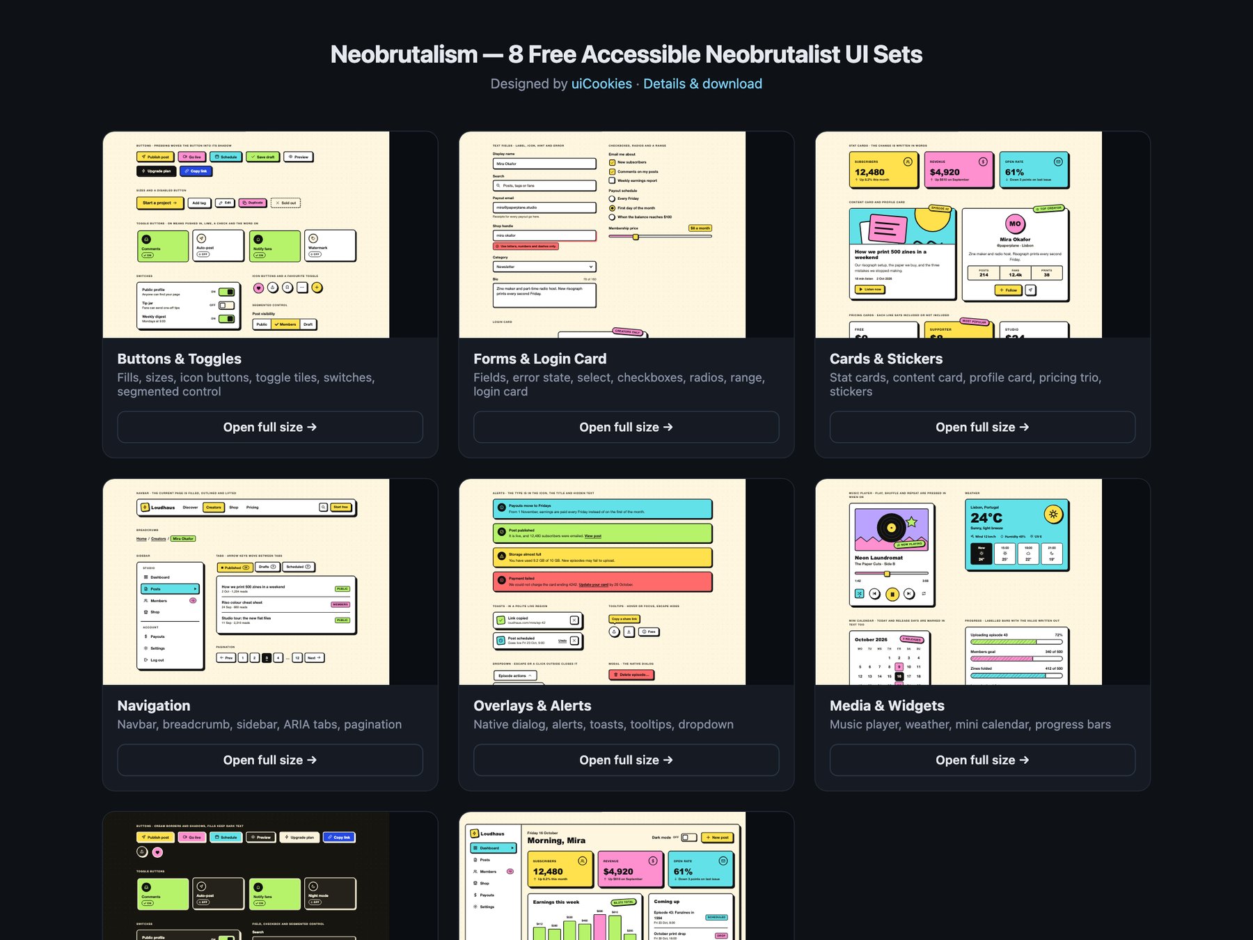 Neobrutalism — free UI pack by uiCookies