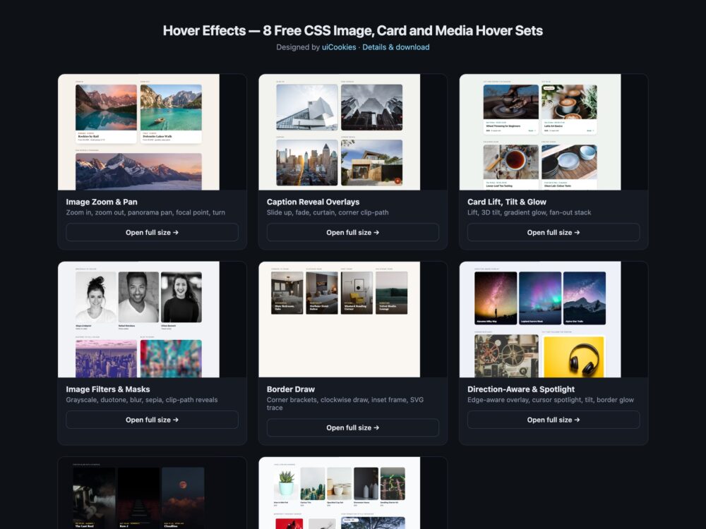Hover Effects — free UI pack by uiCookies