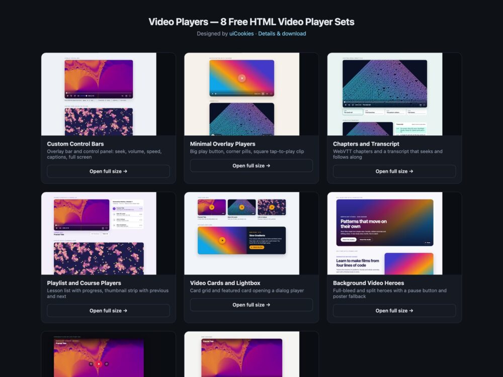 Video Players — free UI pack by uiCookies